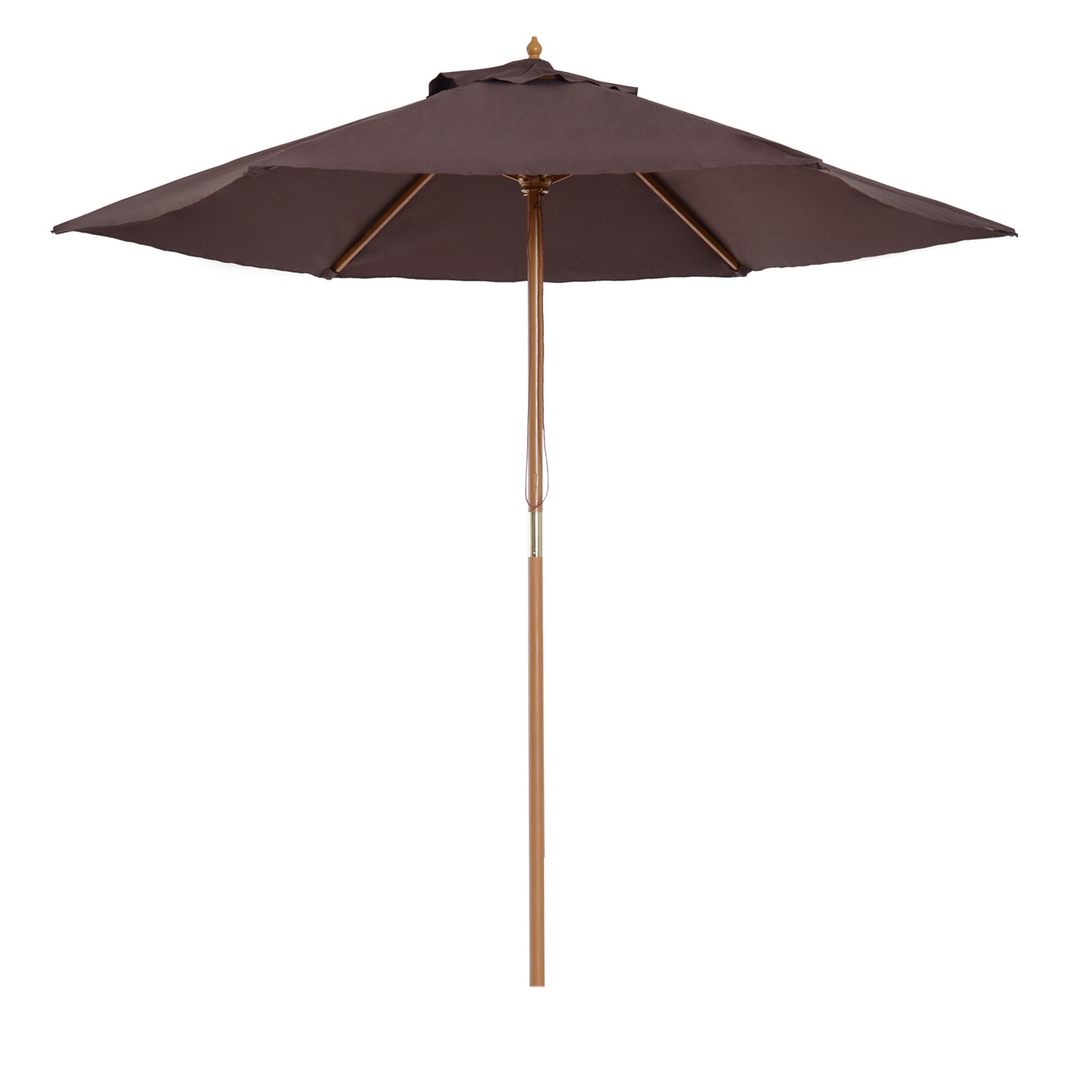 2.5m Wood Garden Parasol Sun Shade | Coffee