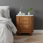 Aurora Marble Bedside, 2 Drawers, White and Brown | 6 | Brown