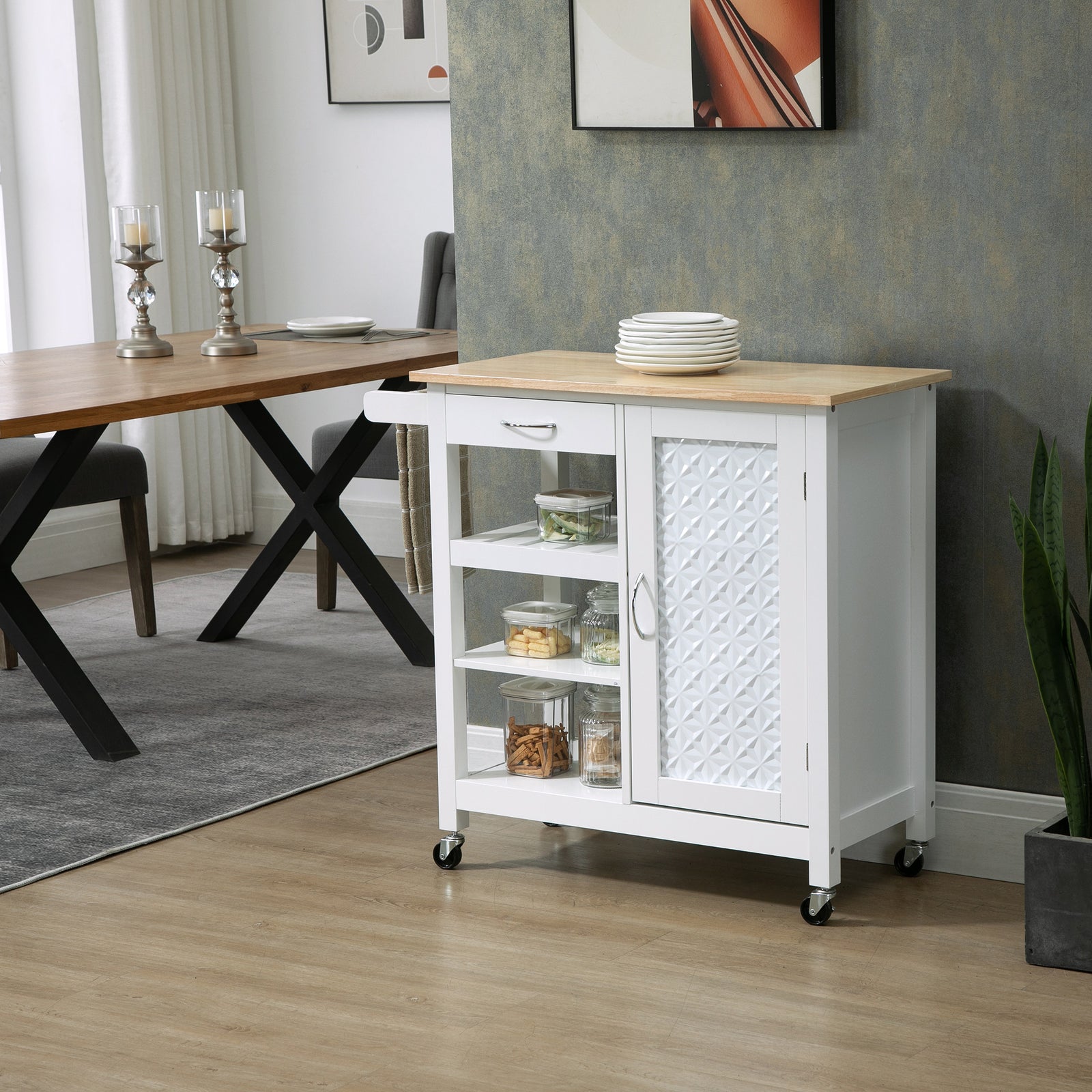 Compact Trolley With Wheels, Embossed Door