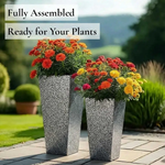 Zinc Galvanised Tall Flared Tapered Square Planter | 30cm x 30cm x 70cm | Silver Black