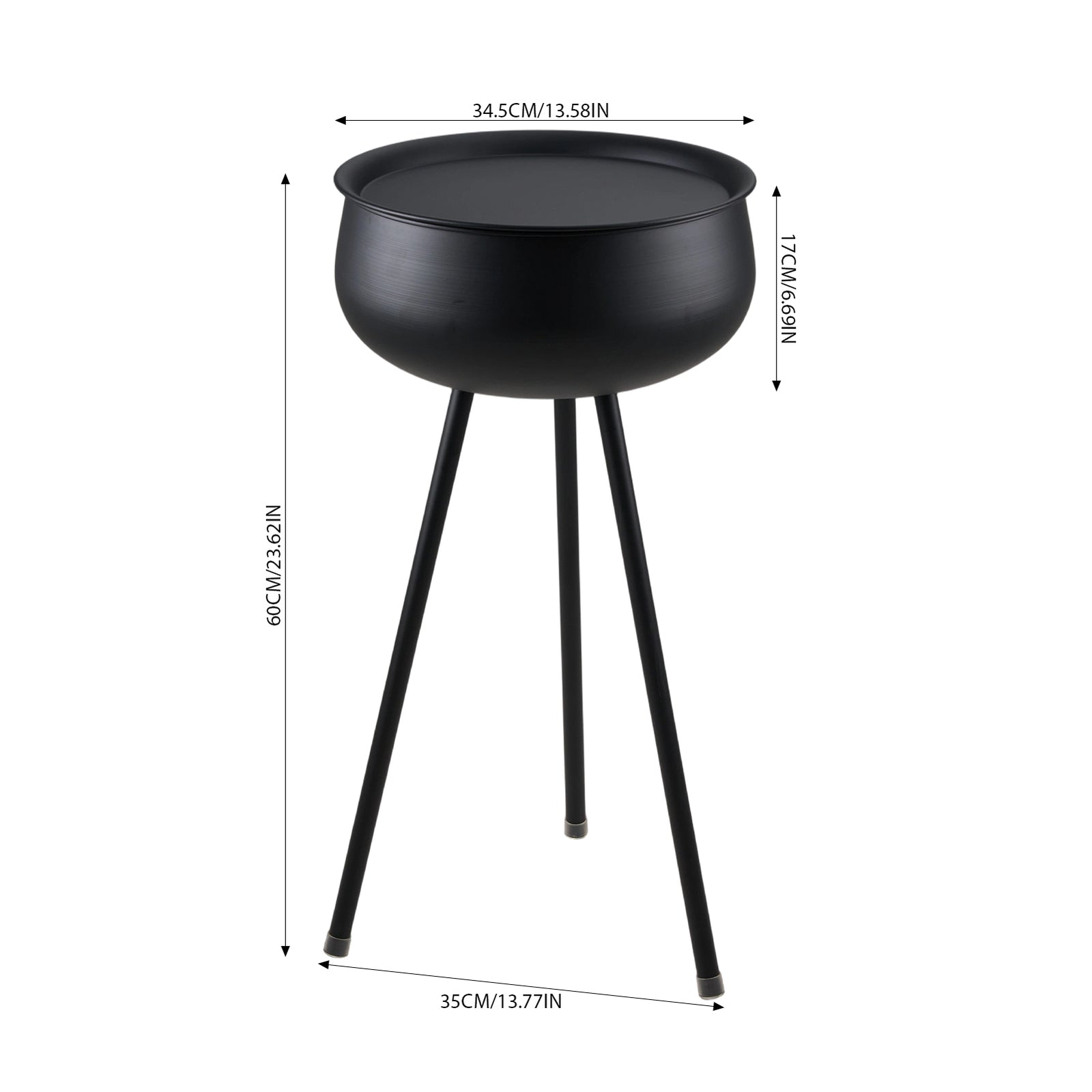 Breeins Modern Metal Side Table With Storage