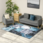 Large Blue Area Rug, Geometric Carpet 160x230cm