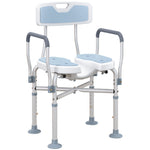 Padded Bath Chair With Slotted Seat And Adjustable Height | One Size | Blue