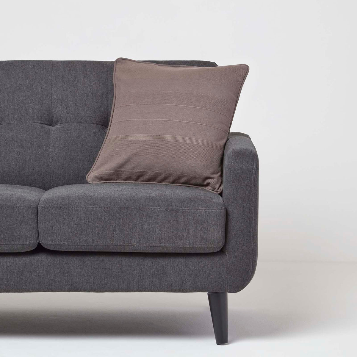 Cotton Rajput Ribbed Cushion Cover | 60cm x 60cm | Charcoal Grey