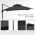 2.7x2.7m Cantilever Parasol W/ Base & Cover | Dark Grey