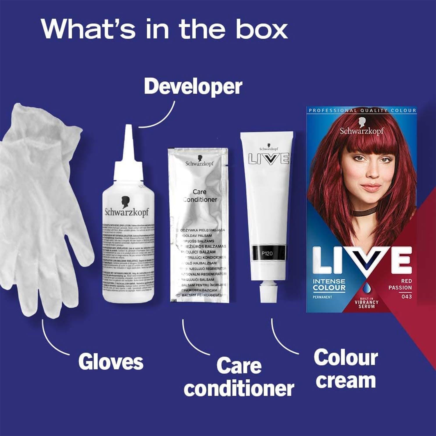 Live Red Passion Permanent Hair Dye, Intense Colour 043 3x