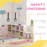Adjustable Height Foldable Kids Gymnastics Bar With Non-slip Mats | Pink