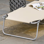 Reclining Sun Lounger Folding Recliner Garden Chair | Set-of-1 | Beige