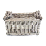 Wicker Grey Wash Wooden Handled Storage Basket | Set-of-3 | Gray
