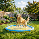 Splash Pad Sprinkler For Pets Dog Pool Non-slip Outdoor | 150cm | Yellow