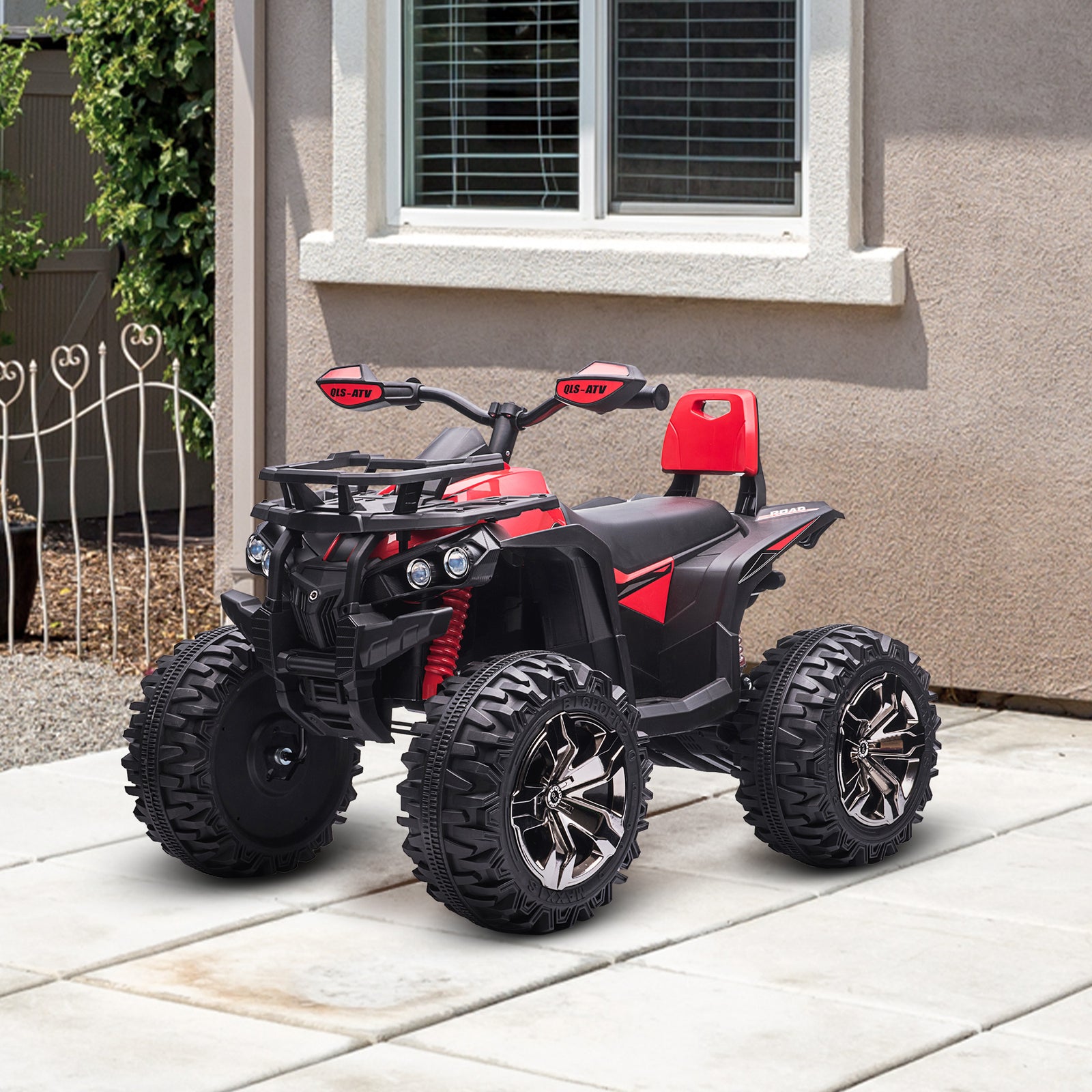 12v Quad Bike Atv With Led Lights, Music, For Boys Girls | Red
