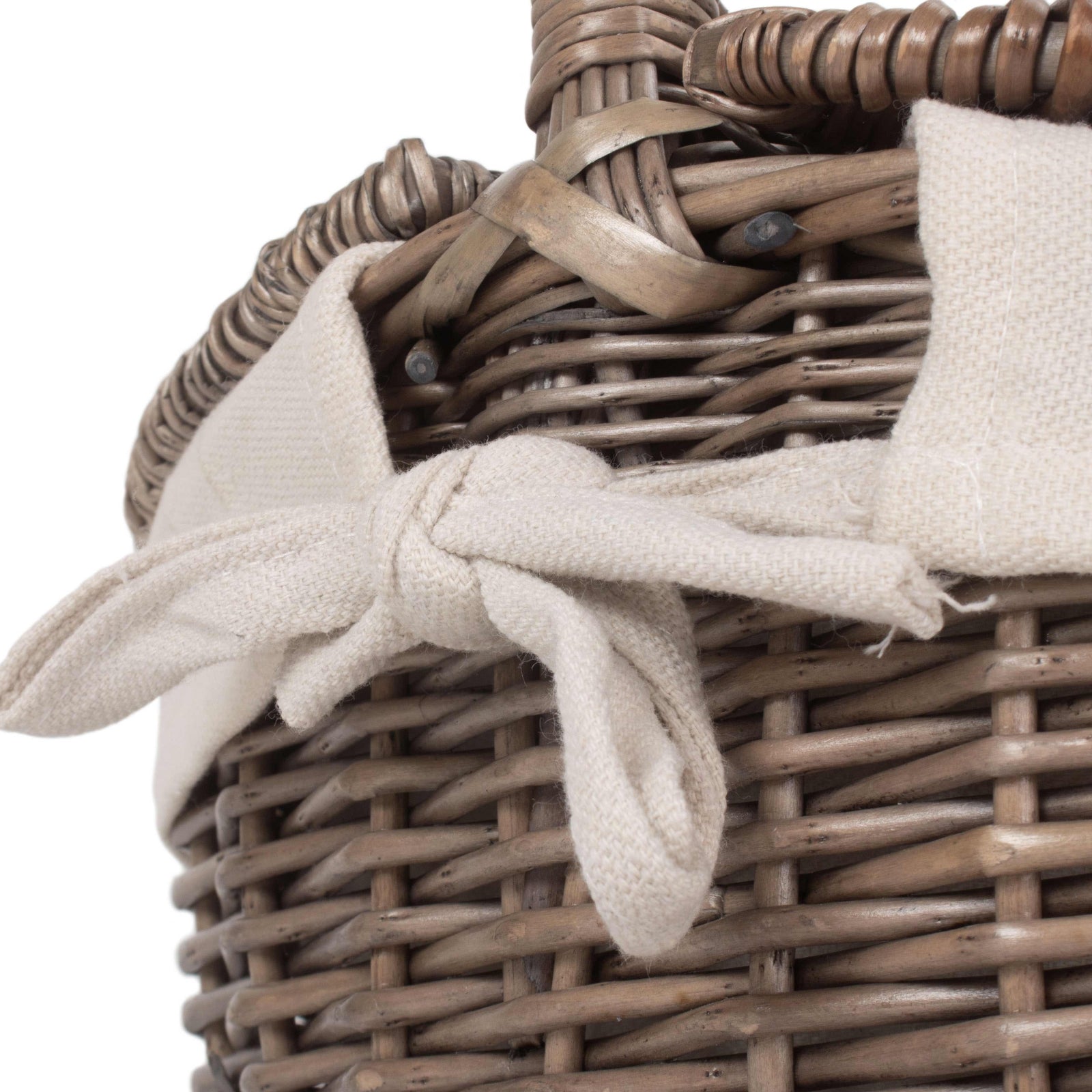Wicker Small Antique Wash Double Lidded Oval Picnic Basket | White