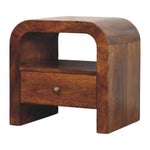 Solid Wood Darcy Chestnut Nightstand, 1 Drawer And Open Shelf, Dark Brown | Dark Brown