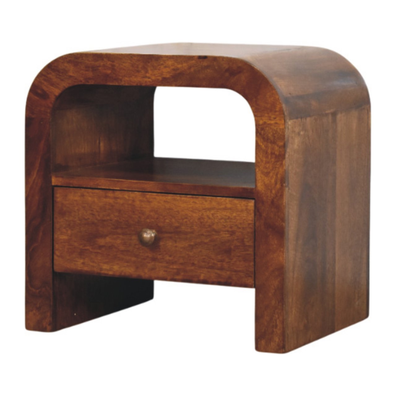 Solid Wood Darcy Chestnut Nightstand, 1 Drawer And Open Shelf, Dark Brown | Dark Brown