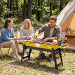 Bbq Grill, Charcoal Barbecue With 2 Side Shelves And Handle | Yellow