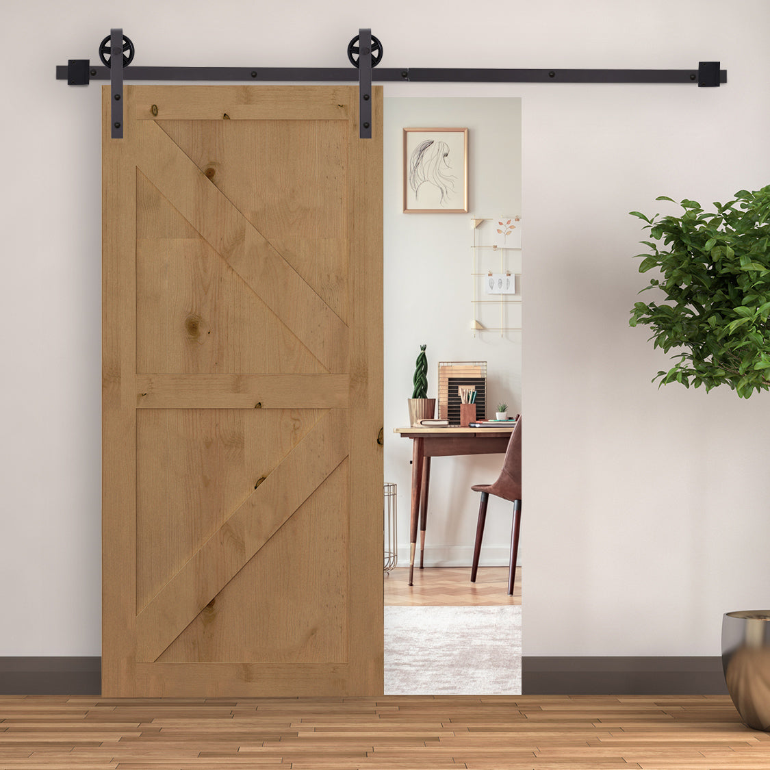 6ft/1830mm Carbon Steel Sliding Barn Wood Door Hardware Closet Track Set