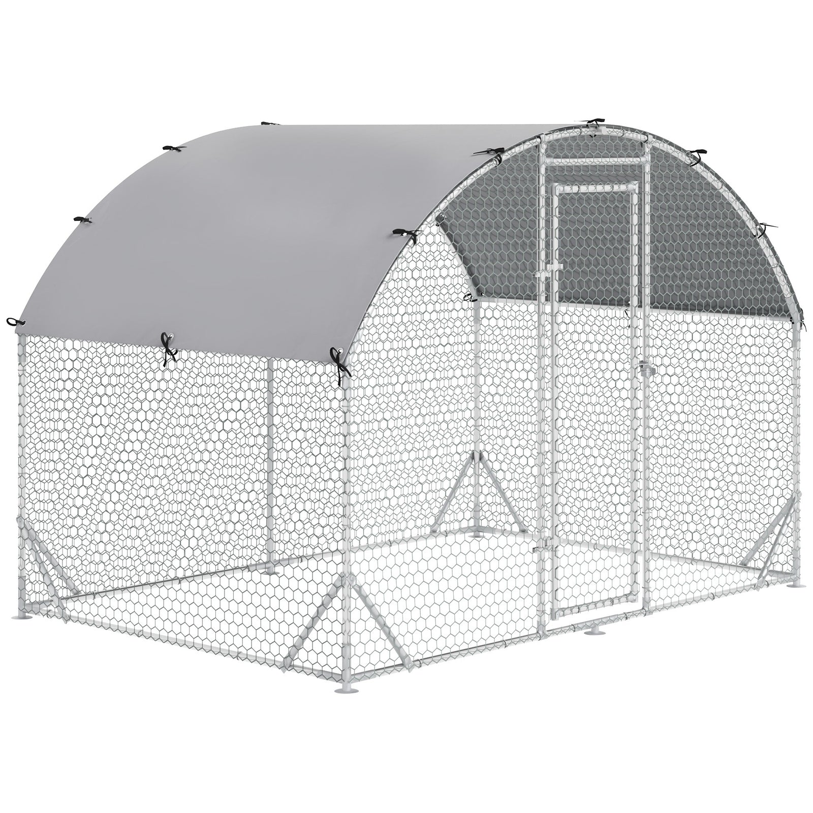 Walk-in Chicken Run Galvanised Chicken Coop W/ Cover | Small | Silver