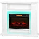 1800w Inset Electric Fireplace With Rgb Led Lights, White