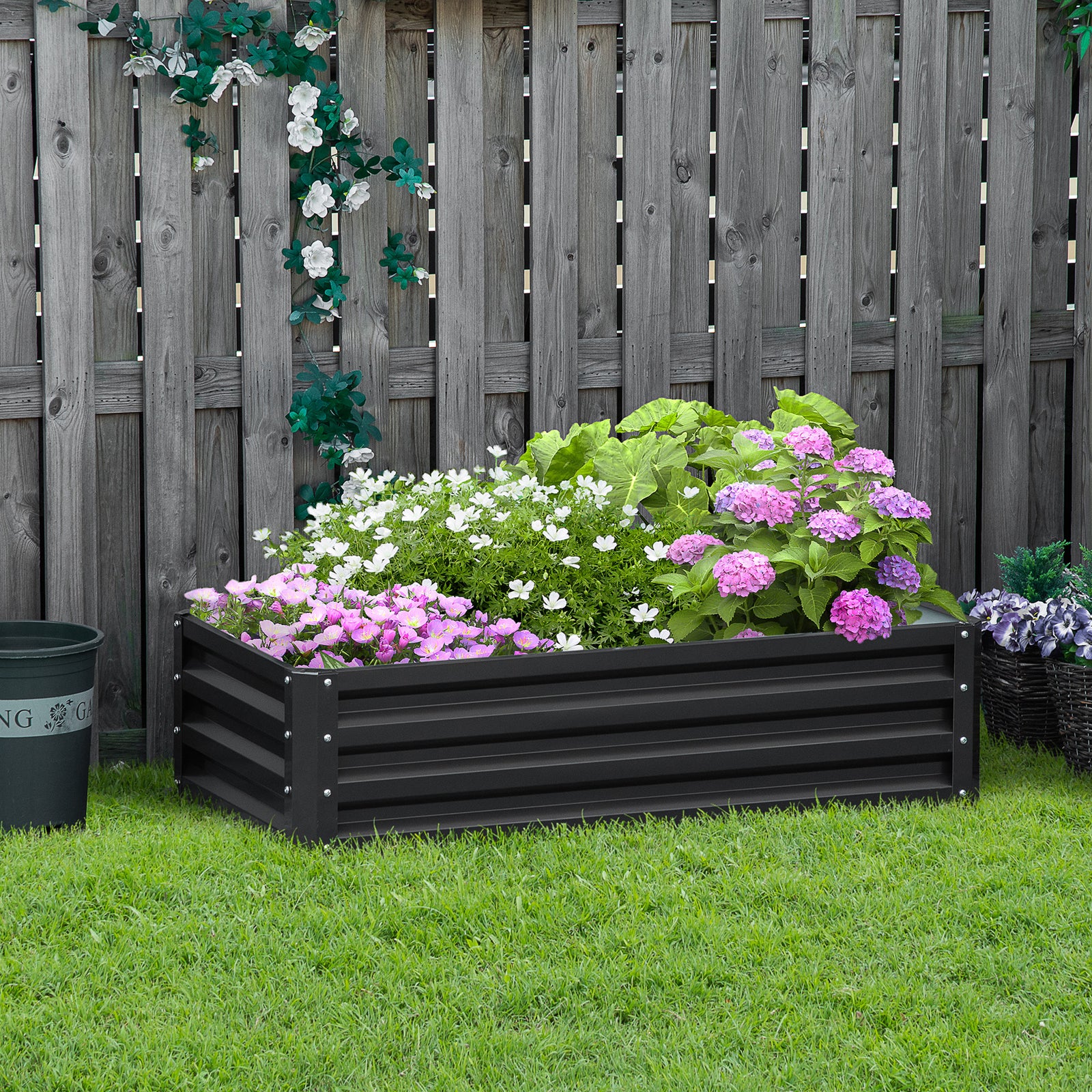 216l Raised Garden Bed Steel Planter Box | Dark Gray