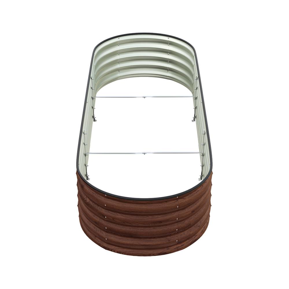 160/240cm W X 80cm D X 42cm H Green Raised Garden Bed With Safety Edging & Ground Stakes Oval-shaped Galvanised Steel Raised Garden Bed | Large | Brown