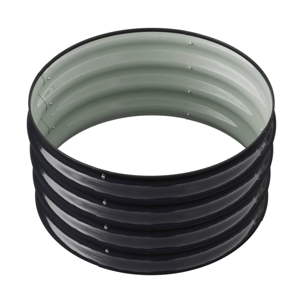 60cm Diameter Round Galvanized Metal Raised Garden Bed, Easy-to-assemble Outdoor Planter With Installation Gloves | 60cm | Black