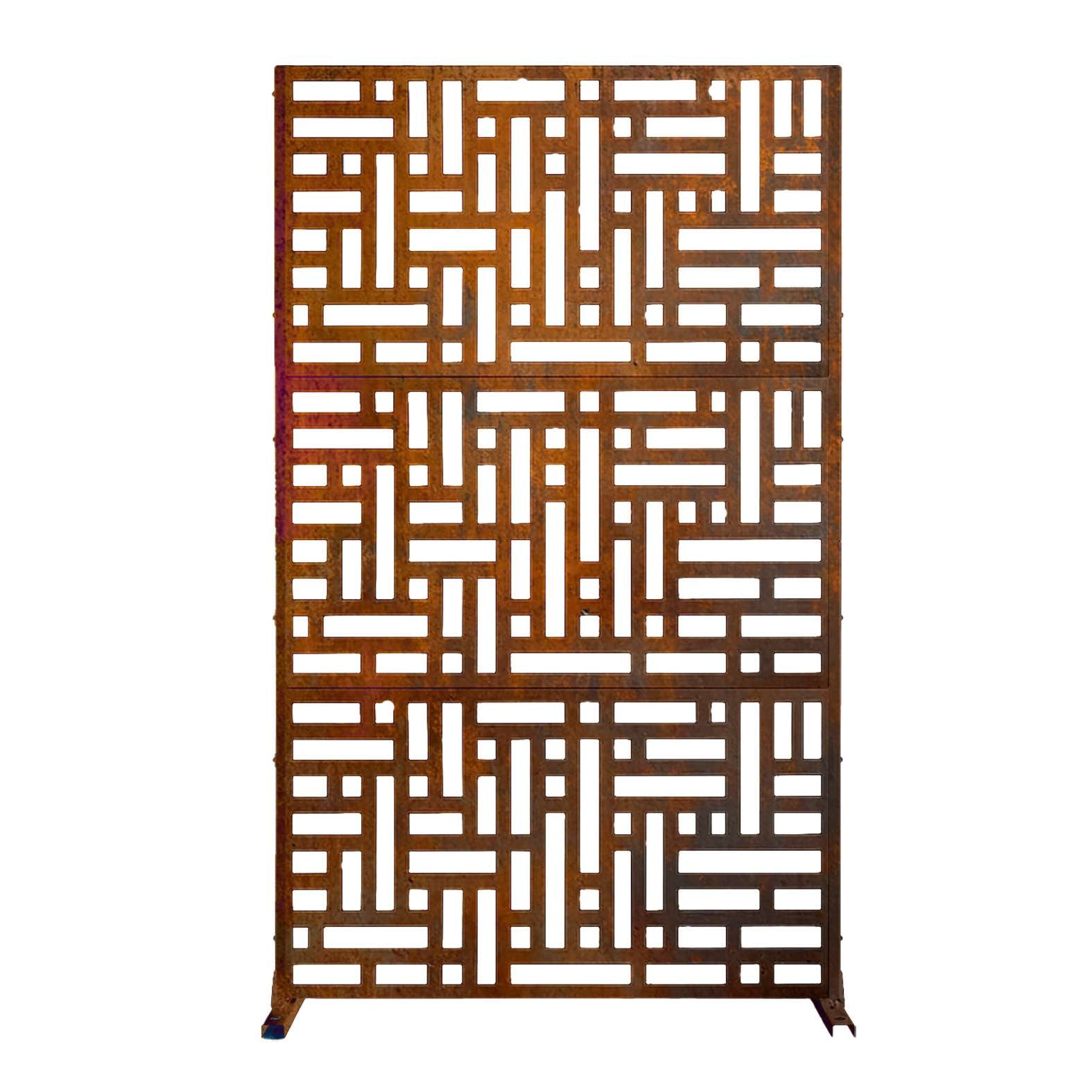 Metal Outdoor Privacy Screen 90cm X 180cm - Maze | 180cm x 90cm | Rust