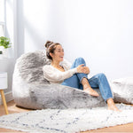 Faux Fur Bean Bag Lounger Giant Bean Bag Chair, Grey