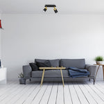 Joker Hand Made Ceiling Lamp In Matt Black With Luxurious Gold Detail Featuring 2 Minmalistic Slender Cylinder Shades