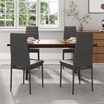 Set Of 4 Modern Faux Leather Armless High Back Dining Chairs | Set-of-4 | Grey