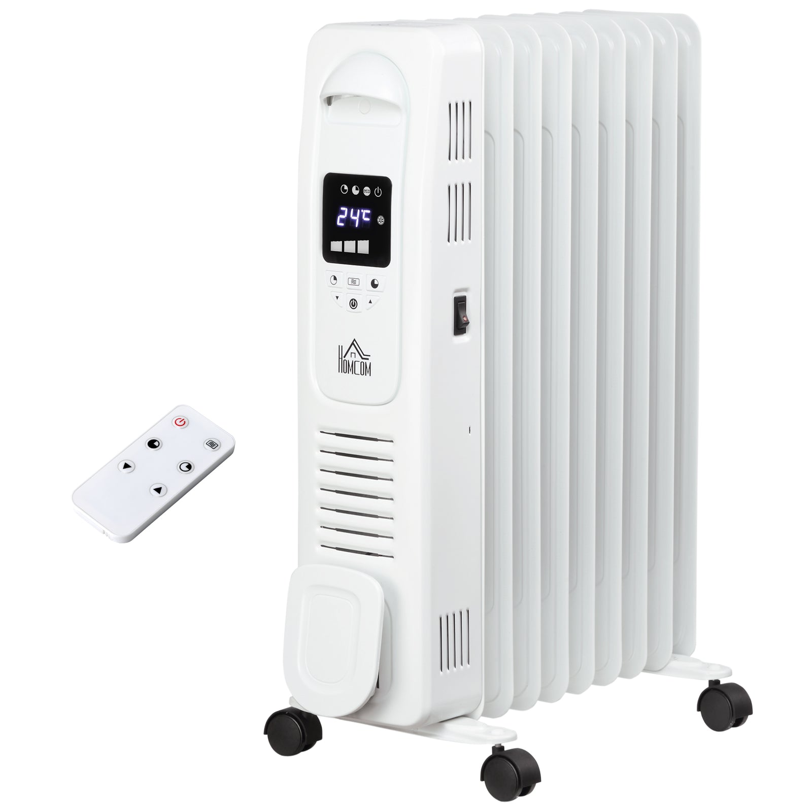 Oil Filled Radiator Electric Heater 3 Heat Settings Remote | One Size | White