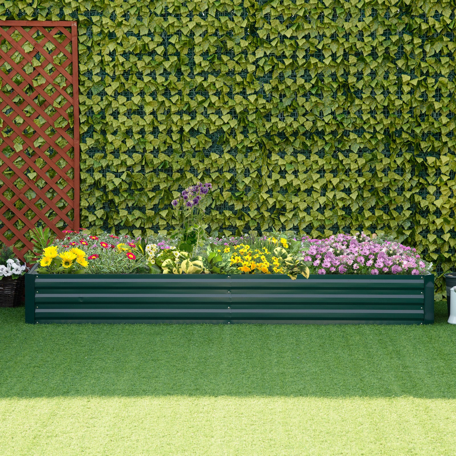 Steel Raised Garden Bed Planter Open Bottom | Green