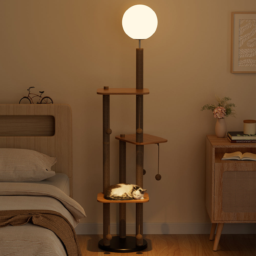 2-in-1 Cat Climbing Frame Floor Lamp
