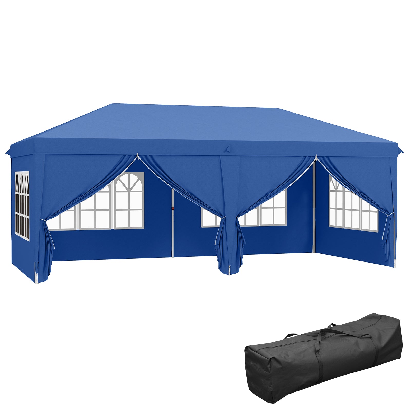 3 X 6 M Pop Up Gazebo With Sides And Windows | Blue
