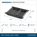 Black Valet Tray Organiser Leather Foldable Storage For Everyday Items