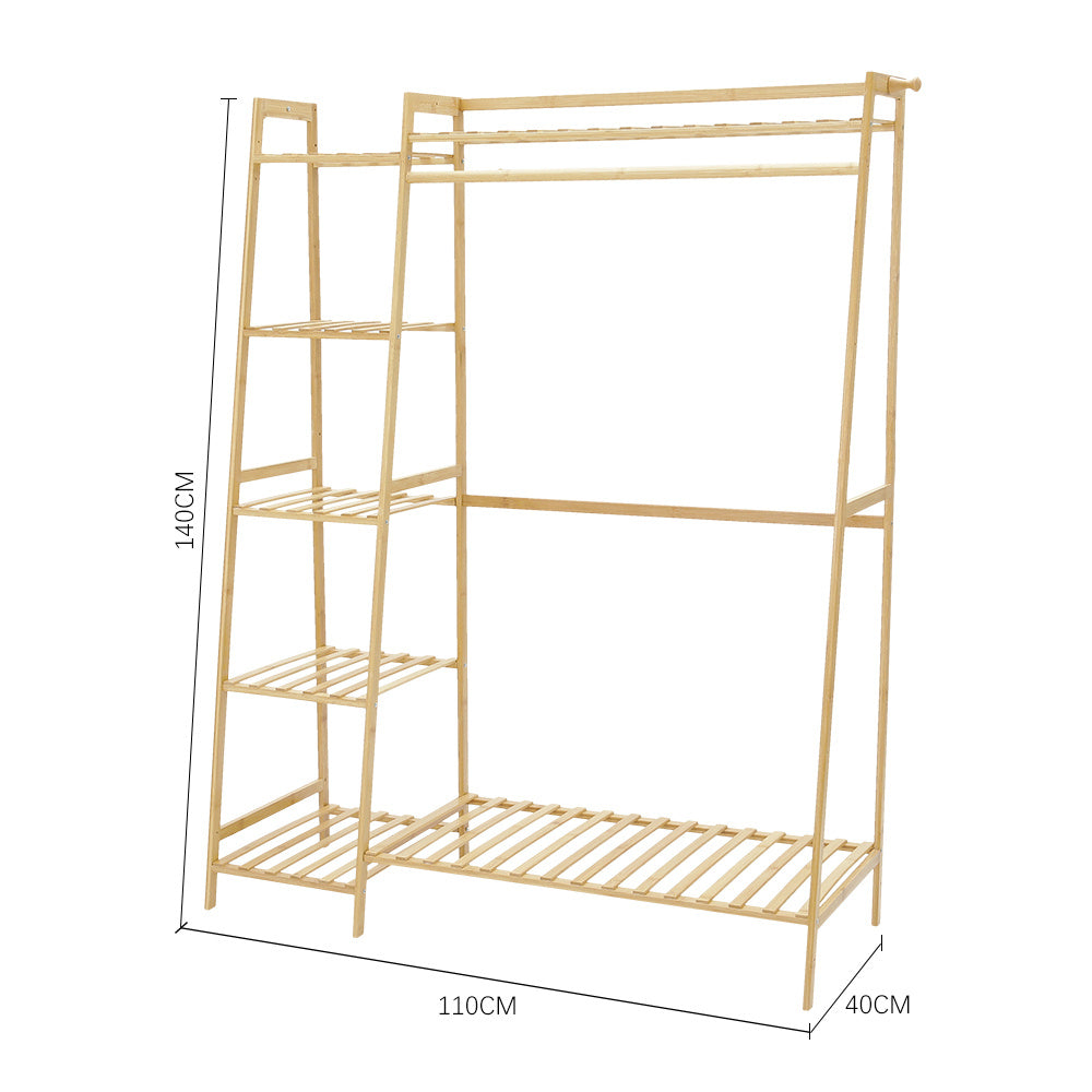Bamboo Bedroom Garment Clothes Rack Natural 110cm