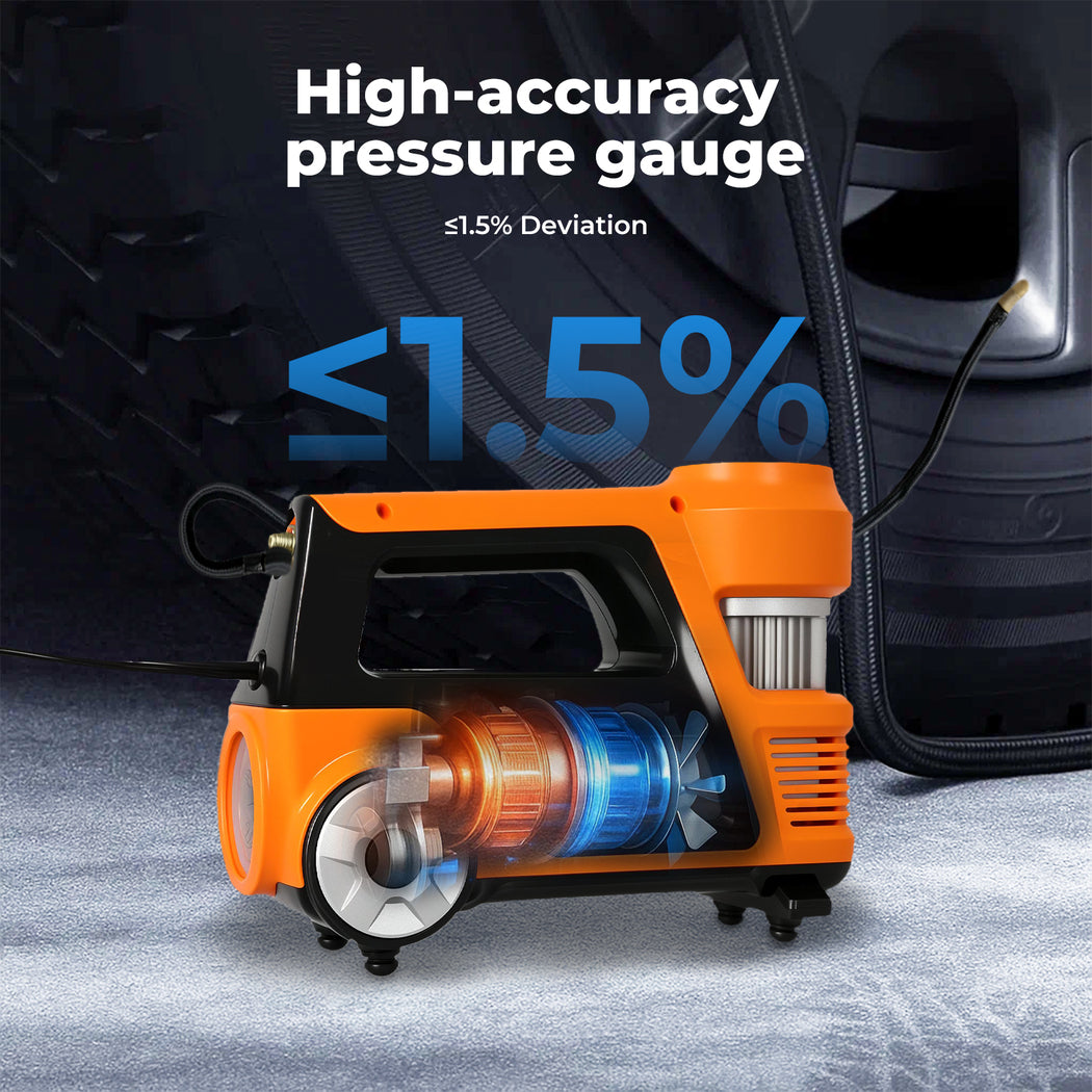 150psi Car Tyre Inflator 12v Digital Air Compressor Auto-off Led Fast Pump | Orange