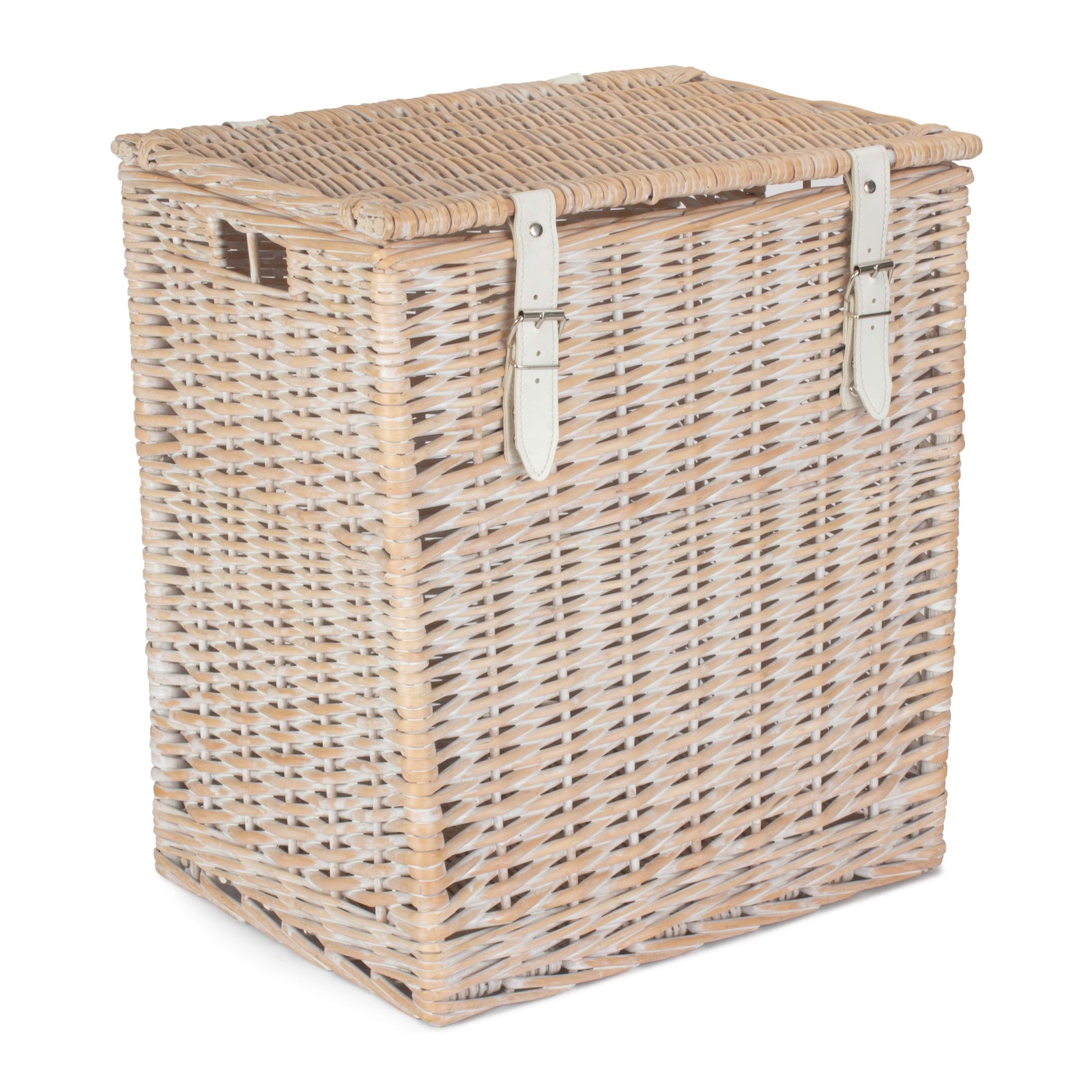 Wicker White Wash Vintner Storage Picnic Basket | Small | White