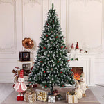 Snow Flocked Christmas Tree With Foldable Metal Stand | 6ft | Green