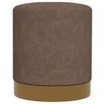 Modern Round Footstool, Fabric Upholstered Foot Rest | One Size | Brown