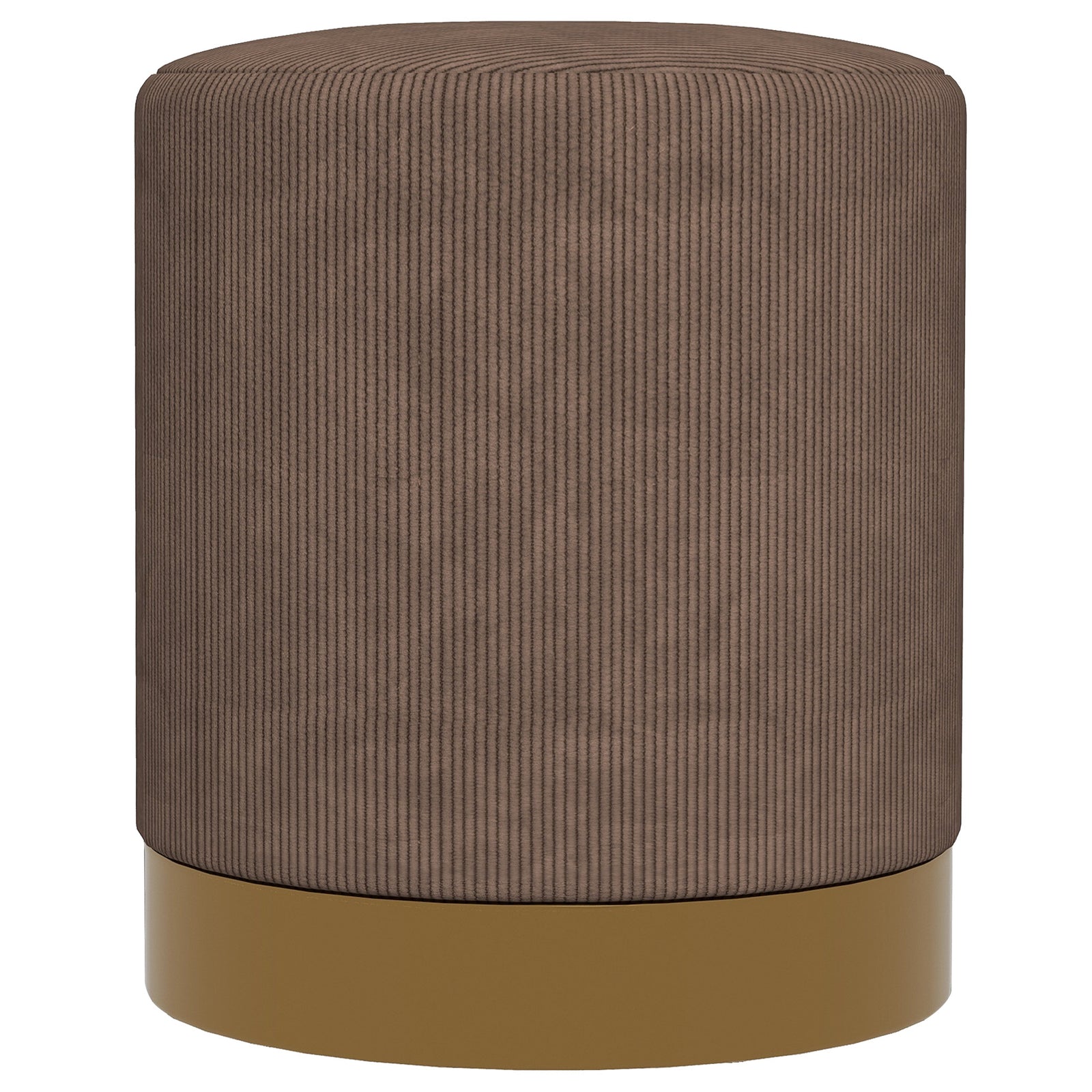 Modern Round Footstool, Fabric Upholstered Foot Rest | One Size | Brown