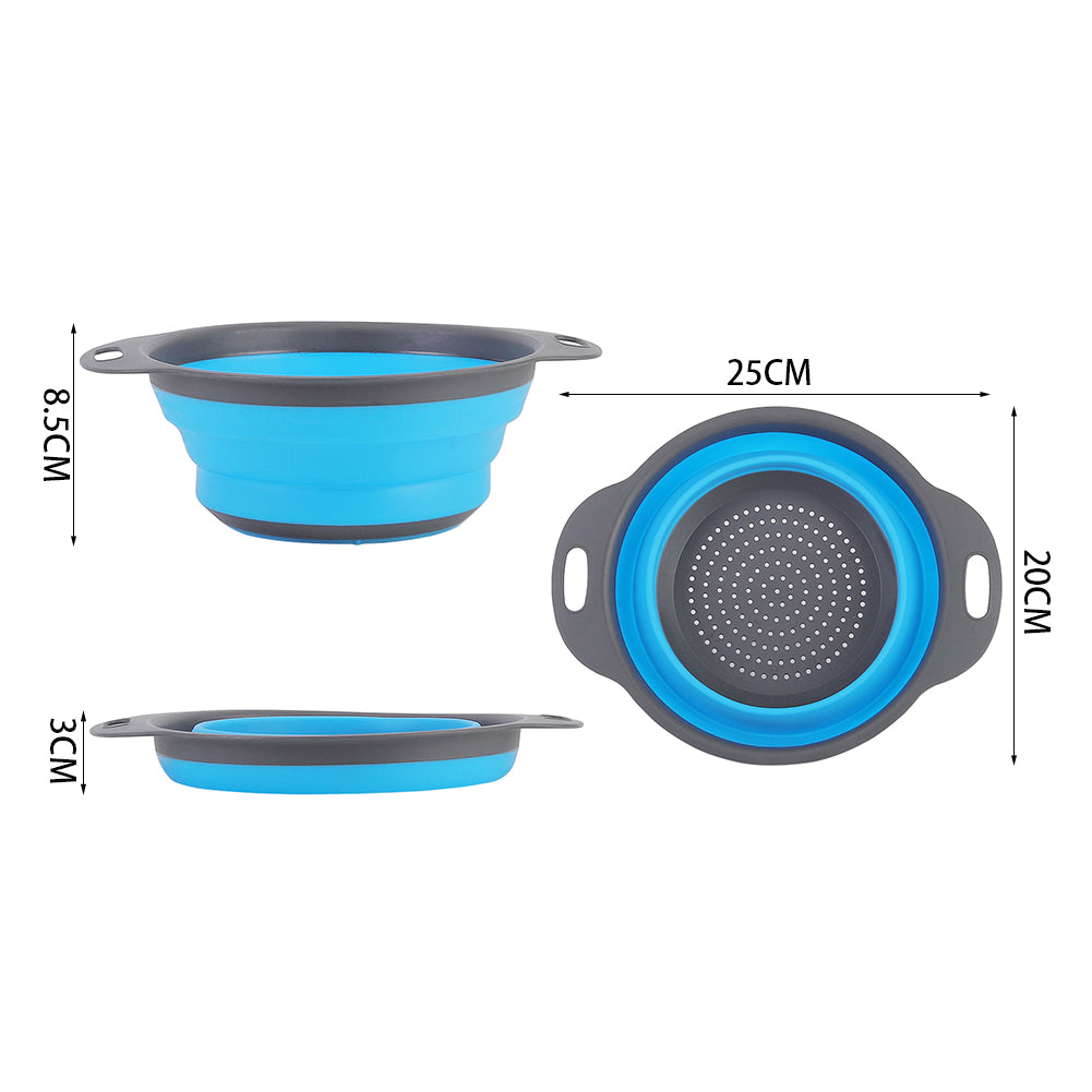 Collapsible Kitchen Silicone Colander Strainer Bowl | Blue