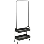 Metal Clothes Rack With Shoe Stand, Clothing Rail On Wheels