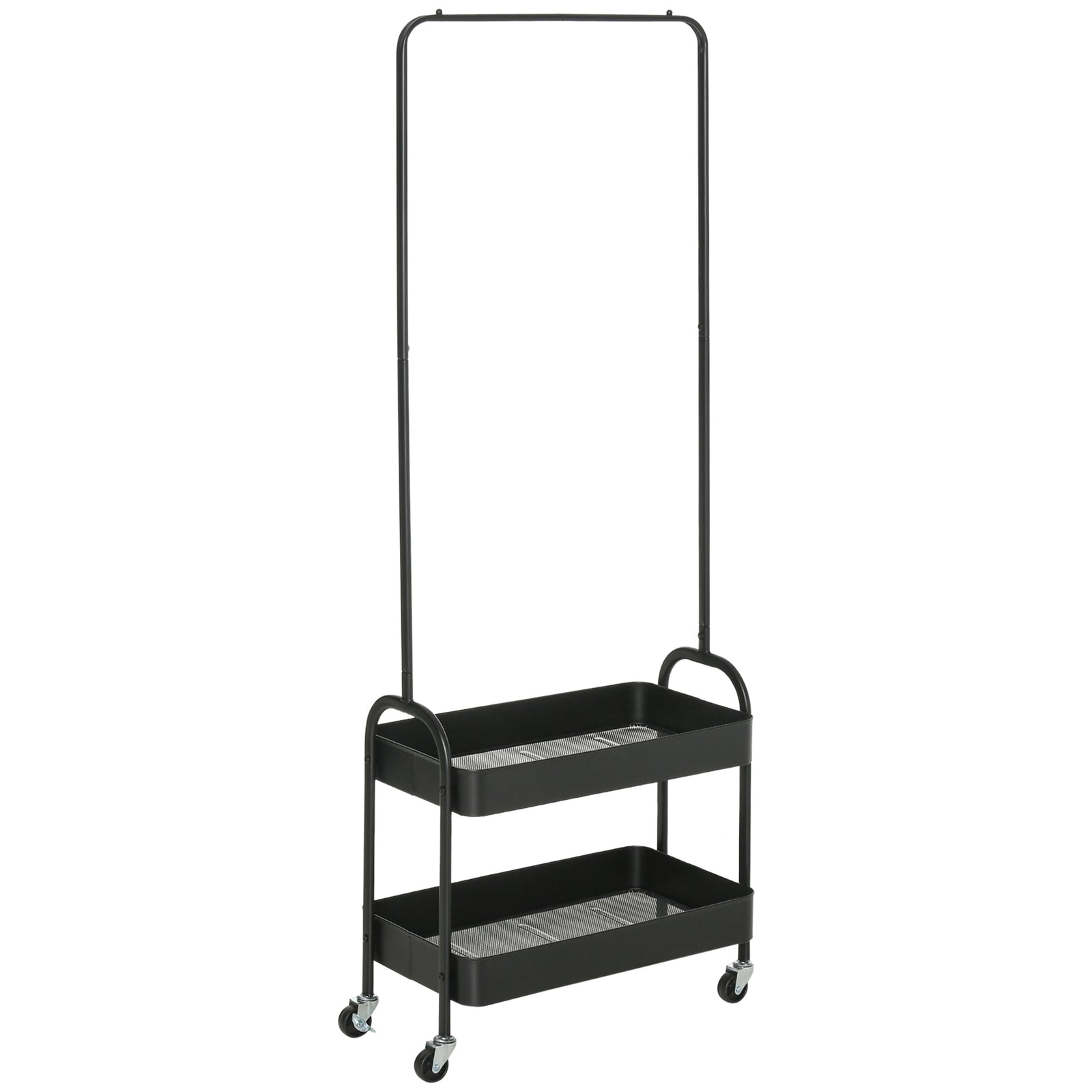 Metal Clothes Rack With Shoe Stand, Clothing Rail On Wheels