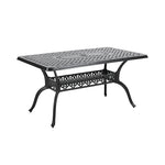 Outdoor Rectangular Cast Aluminium Patio Table With Umbrella Hole，150w X 90d X 73h Cm