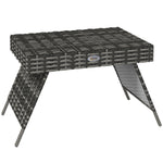 Foldable Rattan Coffee Table, Metal Frame, Mixed Grey