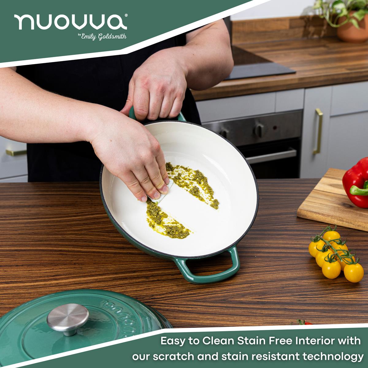 Shallow Cast Iron Casserole With Lid - 2.3-quart (26 Cm) | Dark Green