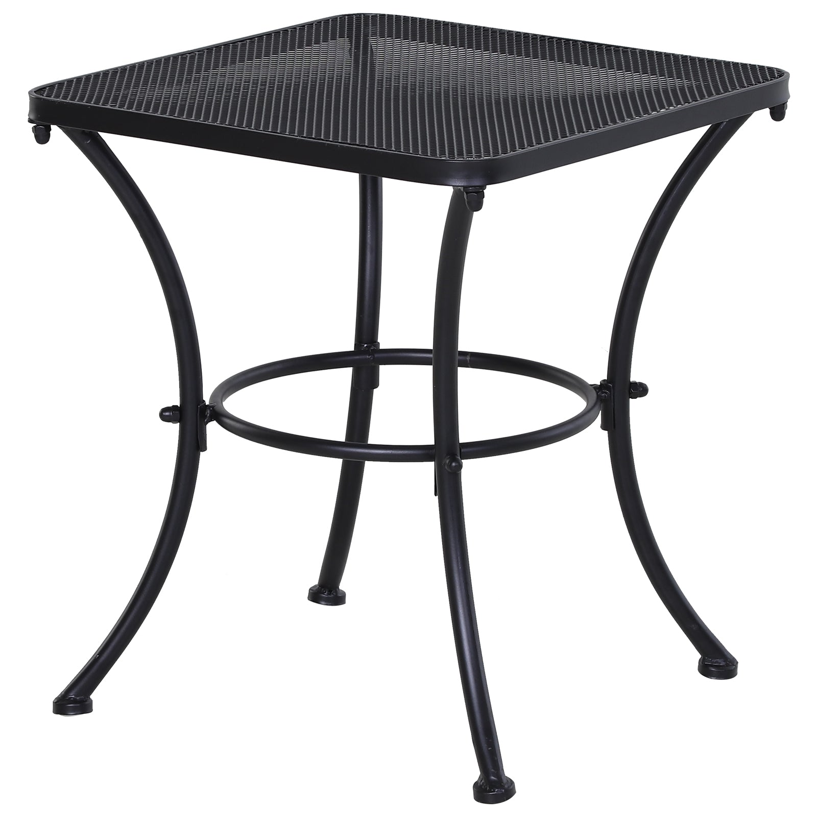 Patio Outdoor Square Metal Coffee Dining Table - Black