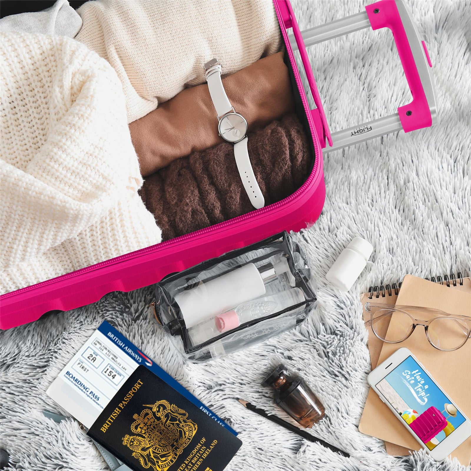 29" Large Suitcase Check-in Hold Luggage Hard Shell 4 Wheels Tsa Lock | Large | Pink