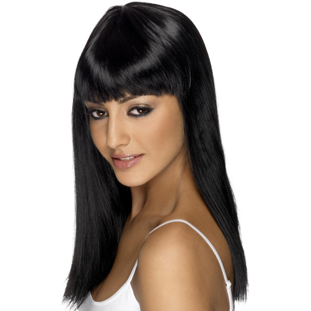 Glamourama Long And Straight Wig With Fringe | Black