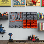 44 Pcs On-wall Storage With Pegboard | Red
